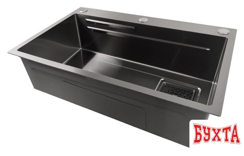 Кухонная мойка Stellar S7045NB-A (нано черный, c доской) 4