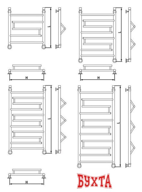 Полотенцесушитель Luxon V ultra T500 100x50 (боковое подключение) 3