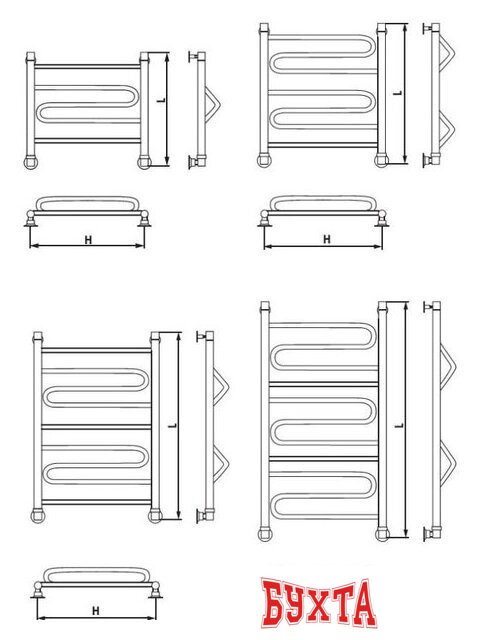 Полотенцесушитель Luxon W 80x50 3