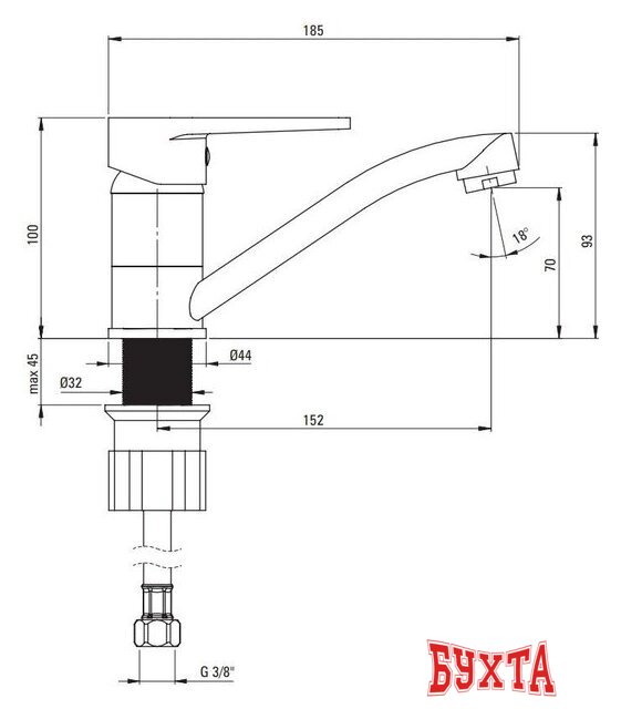 Смеситель Deante Tubo BUT 026M 3