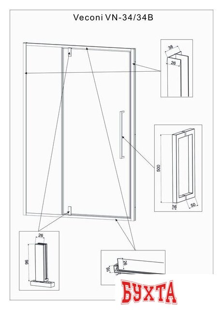 Душевая дверь Veconi VN-34B VN34B-100-01-C7 5