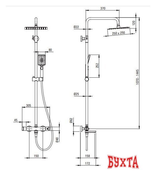 Душевая система Deante Titanium NAC_D1HT 4