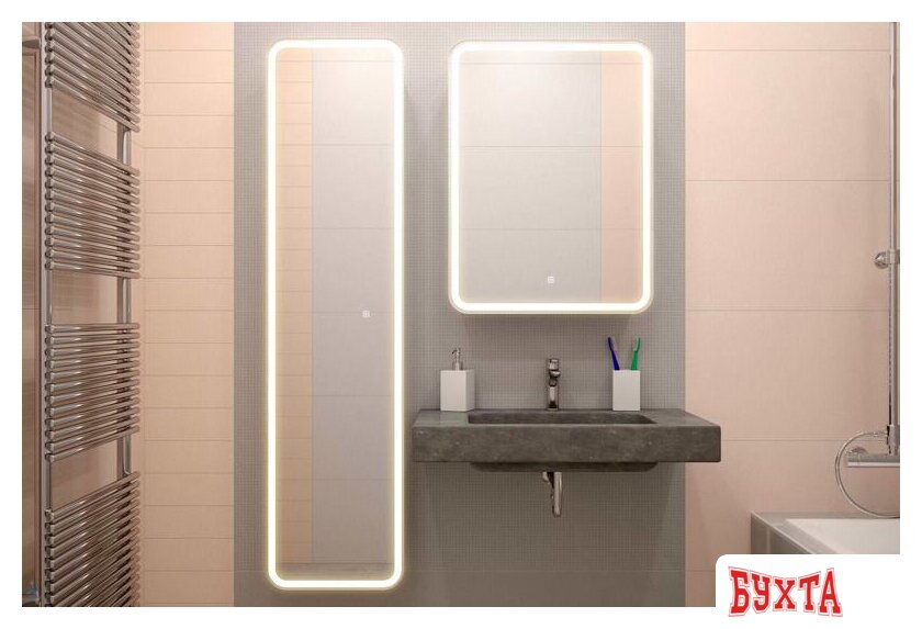 Мебель для ванных комнат Континент Шкаф-пенал Lorenzo Led 40х160 4