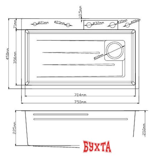 Кухонная мойка Diadonna DS7545 3