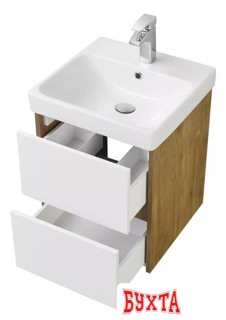 Мебель для ванных комнат Акватон Тумба с умывальником Сканди 55 1A2517K0SDZ90 (белый/дуб рустик) 2