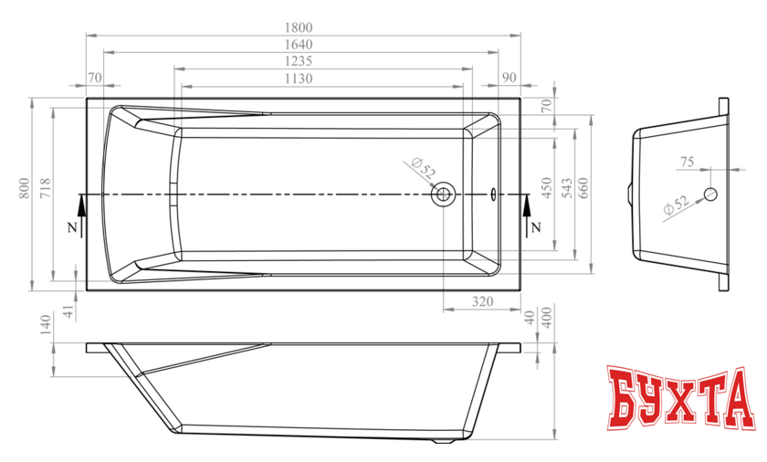 Ванна Lavinia Boho One 180x80 37010080 4