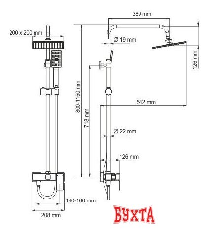 Душевая система Wasserkraft A17702 2