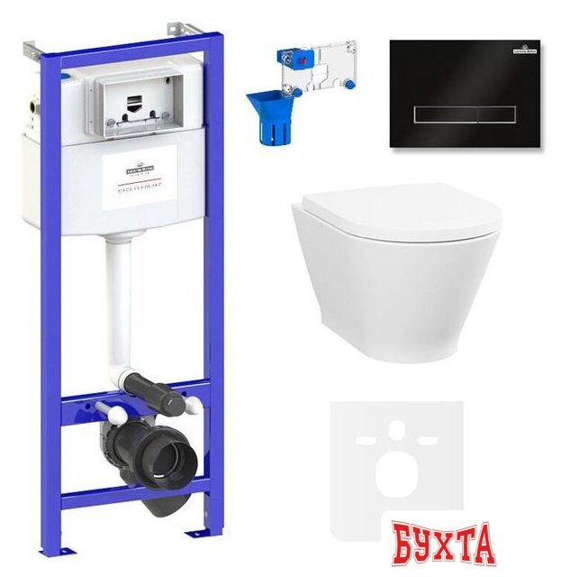 Унитаз подвесной Lavinia Boho Relfix Elegant Rimless 7 в 1 87561097 (черное стекло)