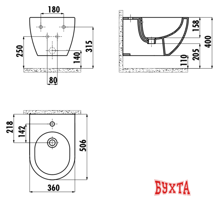 Биде Creavit FE510-00CB00E-0000 2