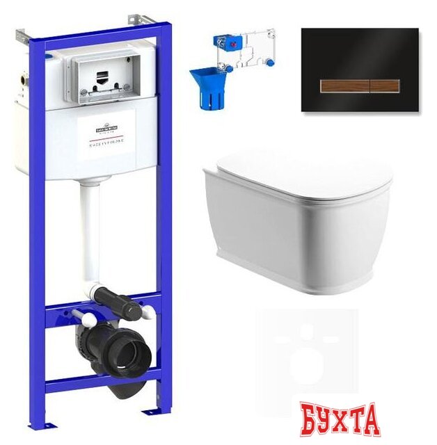 Унитаз подвесной Lavinia Boho Relfix Bell Pro Rimless 7 в 1 75110025 (черный стекло) 1