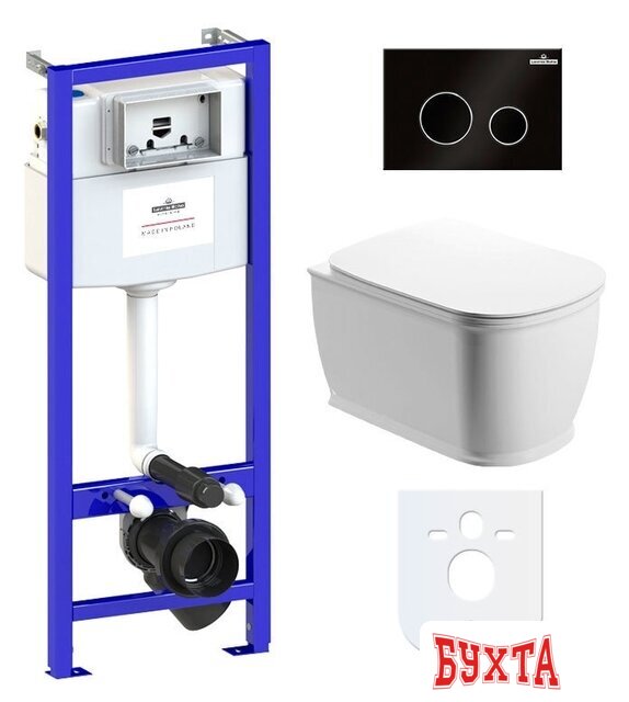 Унитаз подвесной Lavinia Boho Relfix Bell Pro Rimless 6 в 1 77040044 (черный пластик)