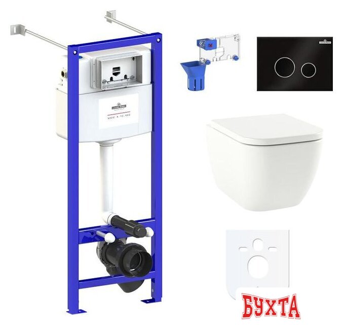 Унитаз подвесной Lavinia Boho Relfix One Rimless 7 в 1 87050168 (черное стекло)