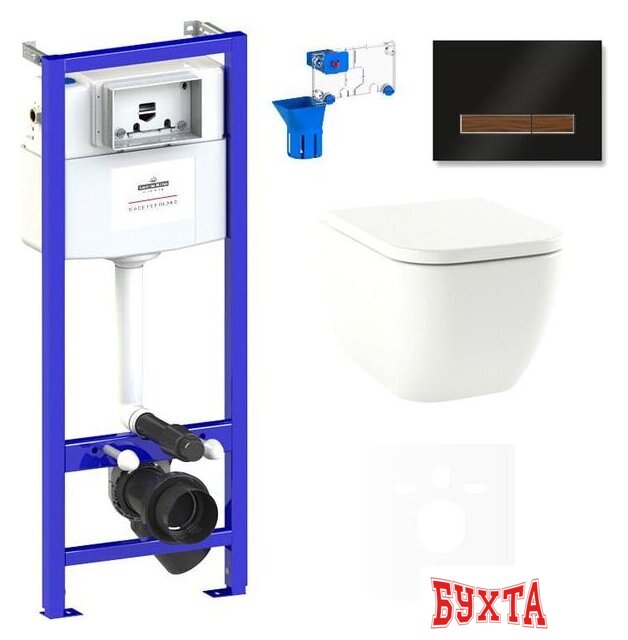 Унитаз подвесной Lavinia Boho Relfix One Compacto 7 в 1 75110093 (черный/темное дерево стекло) 1