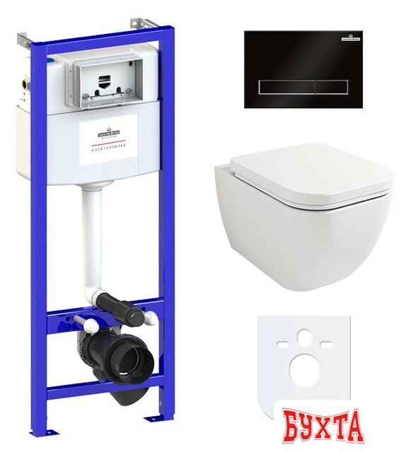 Унитаз подвесной Lavinia Boho Relfix One Rimless 6 в 1 77040076 (черный пластик) 1