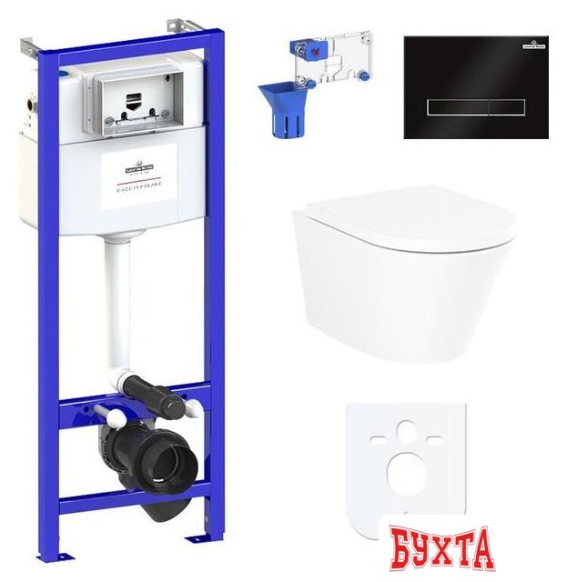 Унитаз подвесной Lavinia Boho Relfix Biore Rimless 7 в 1 87040106 (черное стекло)