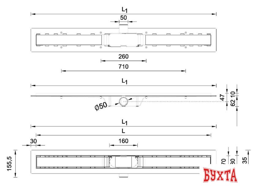 Трап/канал Styron STY-M-70-FF 2