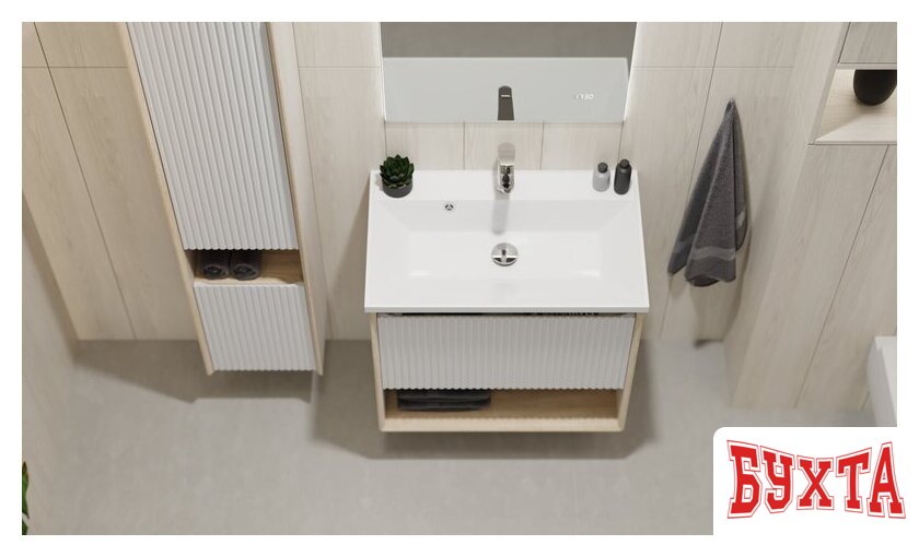 Мебель для ванных комнат Jorno Тумба под умывальник Tossony 70 Toss.01.70/P/SS-W/JR (cонома светлая/белый) 3