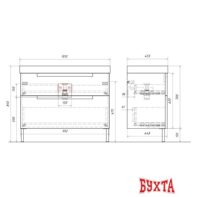 Мебель для ванных комнат Aqwella Тумба под умывальник Vancouver VAN01102N 4