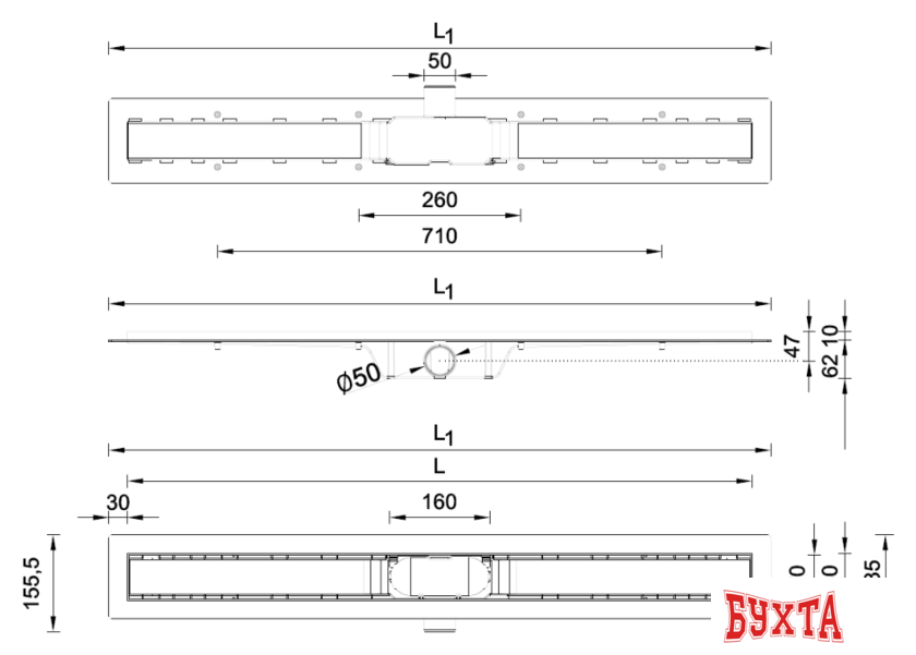 Трап/канал Styron STY-F-40 3