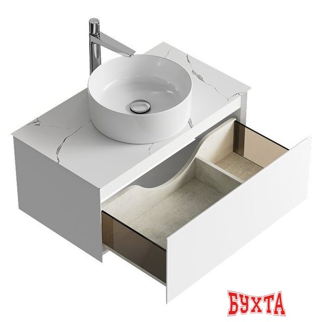 Мебель для ванных комнат Aqwella Тумба под умывальник Geometria GE01081WM+STG814X476MW 3