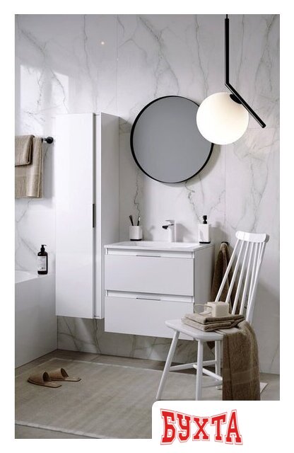 Мебель для ванных комнат Aqwella Тумба Accent 60 ACC0106W с умывальником Malaga 600 Mal.06.04.D 2