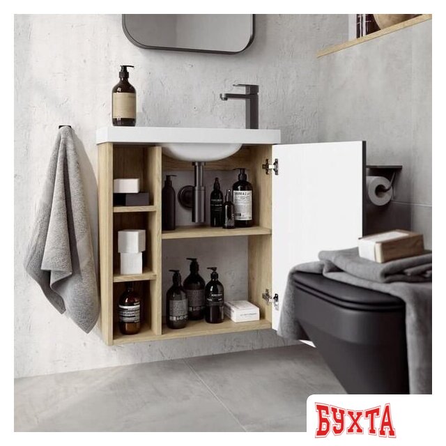 Мебель для ванных комнат Aqwella Тумба с умывальником Alba Compact Slim ALB0106RDD+ALB0706WM+CMPSL.06.04.D 3