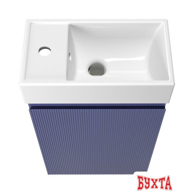 Мебель для ванных комнат Wellsee Тумба под умывальник 2 в 1 WC Area 221804002 (тумба/матовый синий, раковина/глянцевый белый, без ножек) 3