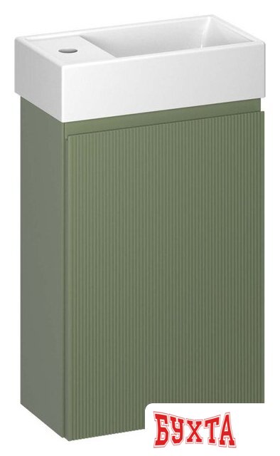 Мебель для ванных комнат Wellsee Тумба под умывальник 2 в 1 WC Area 221805002 (тумба/матовый зеленый, раковина/глянцевый белый, без ножек)