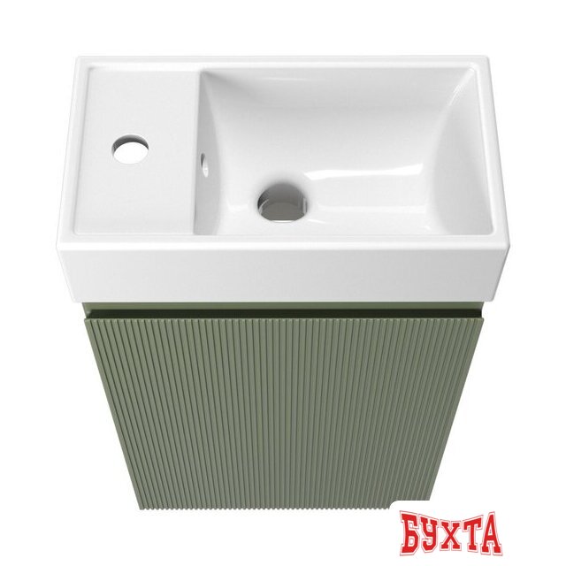 Мебель для ванных комнат Wellsee Тумба под умывальник 2 в 1 WC Area 221805002 (тумба/матовый зеленый, раковина/глянцевый белый, без ножек) 3