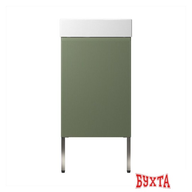 Мебель для ванных комнат Wellsee Тумба под умывальник 3 в 1 WC Area 221805003 (тумба/матовый зеленый, раковина/глянцевый белый, ножки/нержавеющая сталь) 2