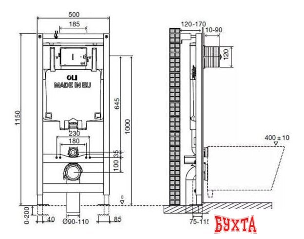 Инсталляция для унитаза OLI 80 Globe 600151+659058 (серый матовый) 4