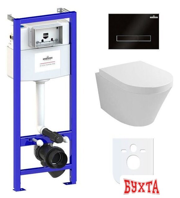 Унитаз подвесной Lavinia Boho Relfix Biore Rimless 6 в 1 77040106 (черное стекло)