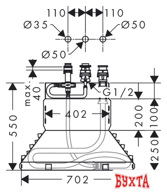 Скрытый механизм Hansgrohe 13437180 2