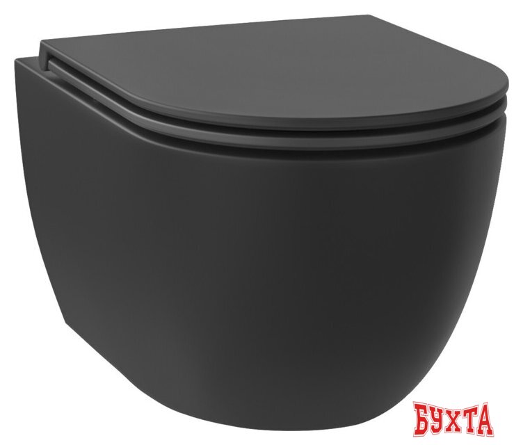 Унитаз подвесной Wellsee Chalice Perfection RimFree 182609001 (чаша, пневмокрышка, матовый черный)