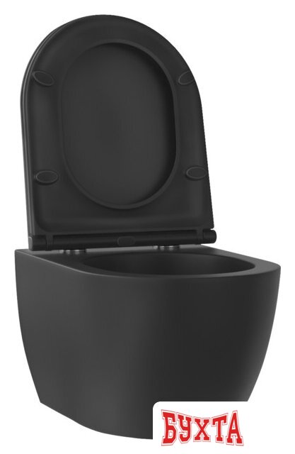 Унитаз подвесной Wellsee Chalice Perfection RimFree 182609001 (чаша, пневмокрышка, матовый черный) 2
