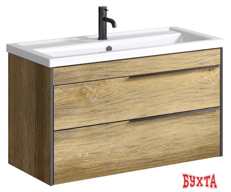 Мебель для ванных комнат Aqwella Тумба с умывальником Fargo 100 FRG0110DB+4640021065204