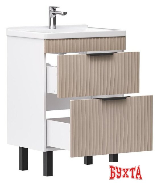 Мебель для ванных комнат Volna Тумба под умывальник Lotty 70.2Y Миранда (латте, напольная) 2