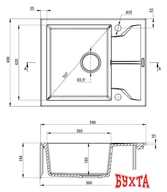 Кухонная мойка Deante Andante ZQN N11A (nero) 2