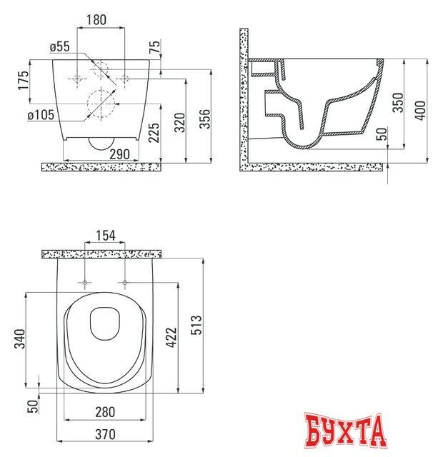 Унитаз подвесной Deante Anemon CDZ 6ZPW (без сиденья) 3