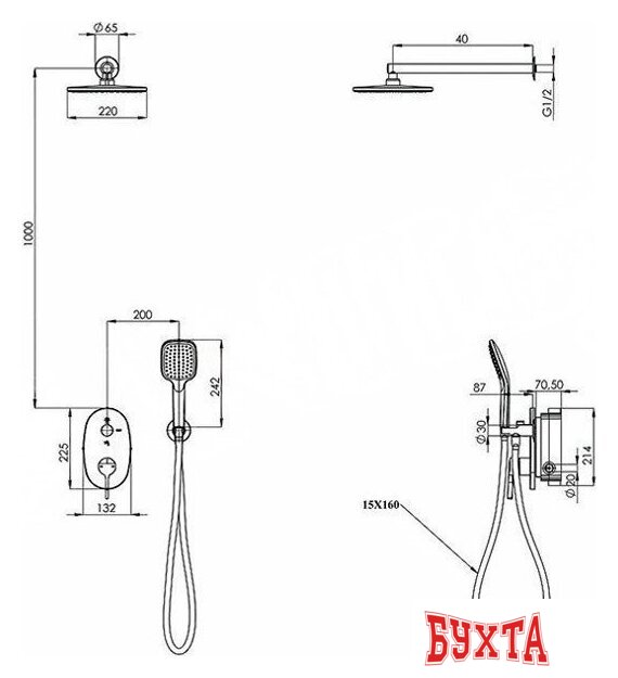 Душевая система Teska Sardes AD4082 5