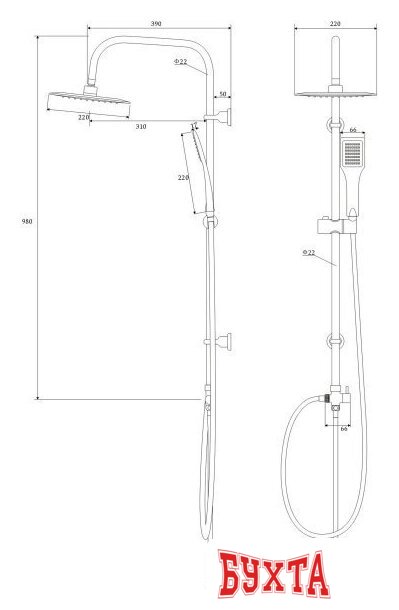 Душевая система Deante Vero NBV 051K 2