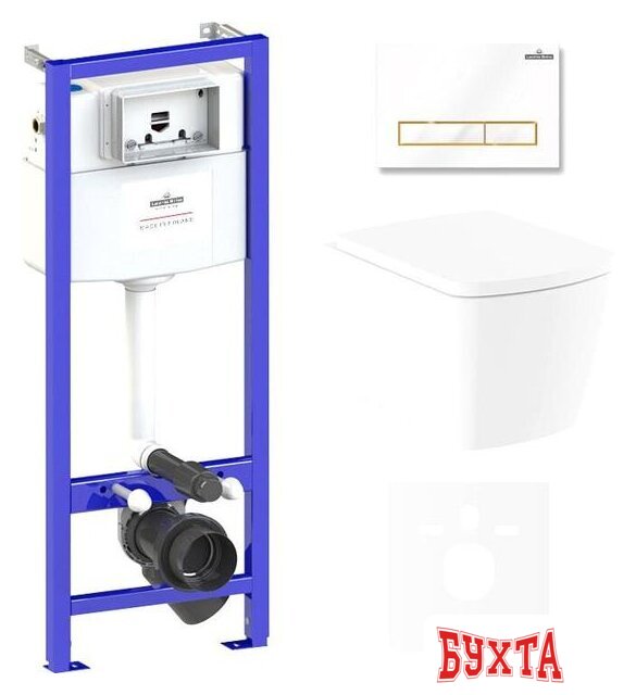 Унитаз подвесной Lavinia Boho Relfix Aveo Rimless 6 в 1 75110249 (белый/золотистый пластик) 1