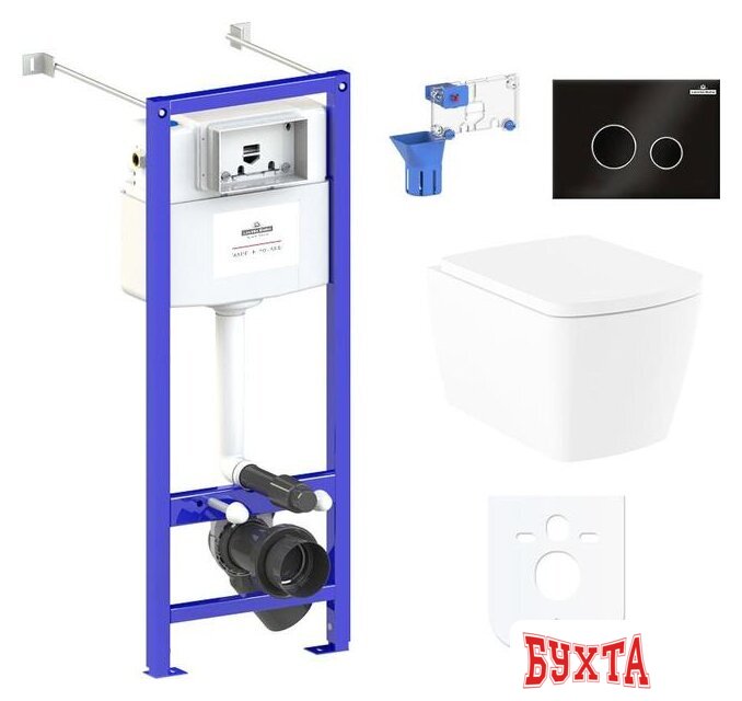 Унитаз подвесной Lavinia Boho Relfix Aveo Rimless 7 в 1 87050216 (черное стекло)