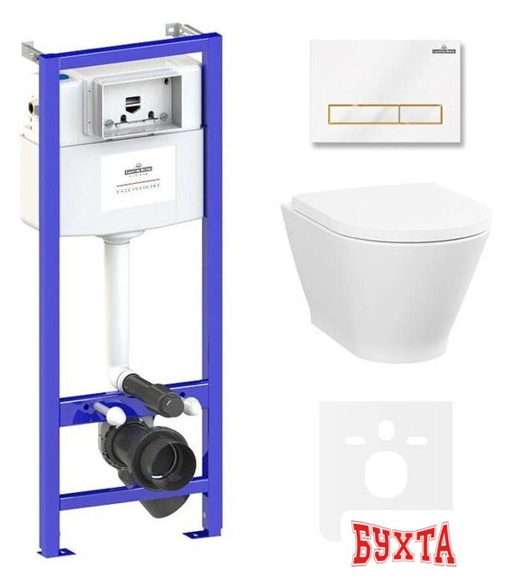 Унитаз подвесной Lavinia Boho Relfix Elegant Rimless 6 в 1 87561081 (белый/золотой пластик) 1