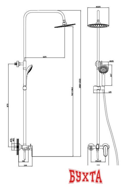 Душевая система Diadonna D87-335117W 5