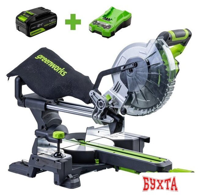 Торцовочная пила Greenworks GD24MS216K4 1501707UB (с 1-им АКБ)