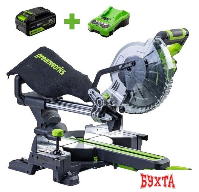 Торцовочная пила Greenworks GD24MS216 1501707UG (с 1-им АКБ) 1
