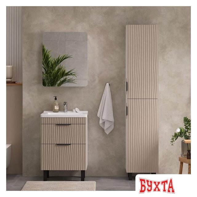 Мебель для ванных комнат Volna Шкаф-пенал для ванной Lotty 40 (латте) 3