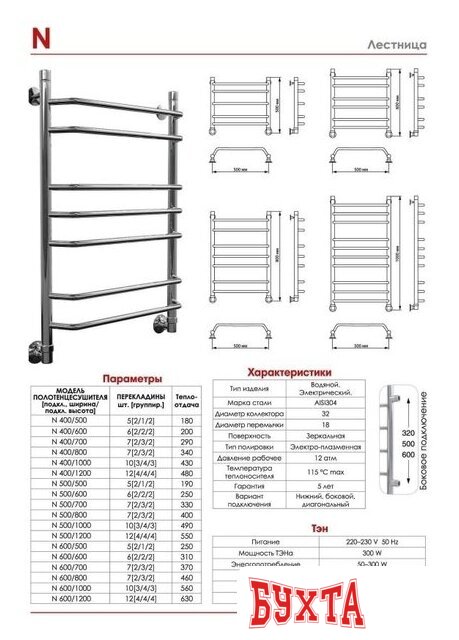 Полотенцесушитель Luxon FN T500 80x50 2