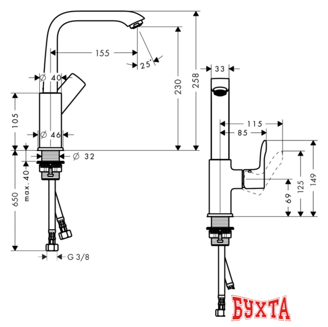 Смеситель Hansgrohe Metris 31081000 2